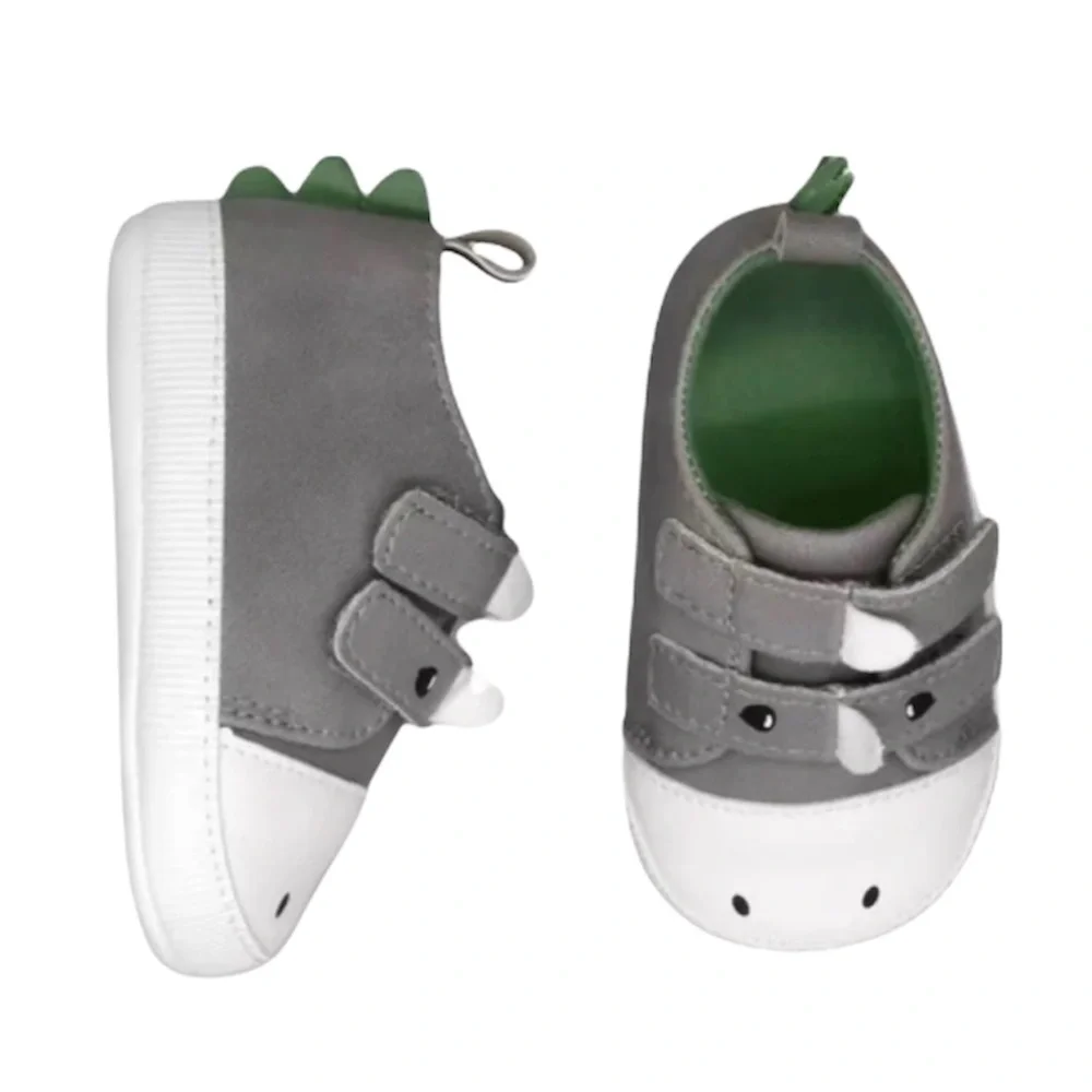 Carter’s Dinosaur Shoes, Gray, White, 0-3 Months